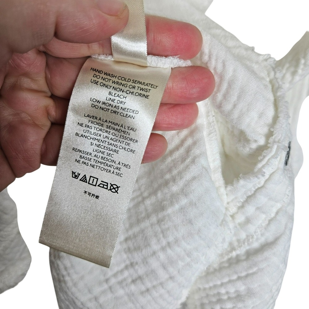 We The Free People Tunic Top XS White Long Sleeve Button Frayed‎ Gauzy Oversized - Picture 4 of 10